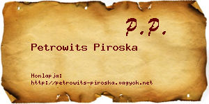 Petrowits Piroska névjegykártya